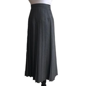 Vintage Christian Dior Wool Pleated Midi Skirt